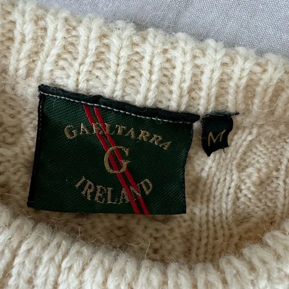 VTG Gaeltarra  made in Ireland cream 100% wool Medium men’s sweater - Picture 2 of 7